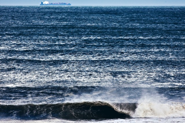 windy conditions put a bumpy texture to the waves of the water atlantic