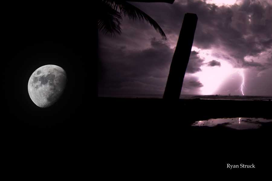 lighting bolt moon photo. lighting bolt. how to photograph lightning. how to take a picture of lighting. how to take a picture of the moon. how to photograph the moon. vintage moon photography. weather photos. night photography.