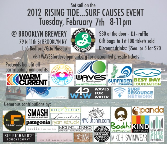 RISING TIDE Brooklyn Brewery NYC Surf. Brooklyn Brewery. Fundraiser. Brooklyn Art. Brooklyn Surf.