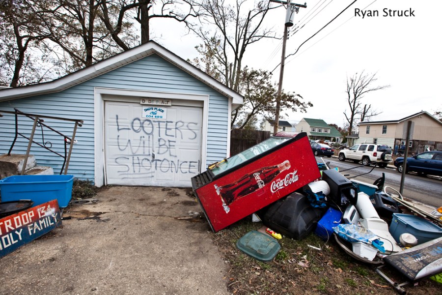 State of Emergency. Union Beach. #sandyprobz. new jersey hurricane. hurricane sandy. bayshore. damage. photojournalism. photos of hurricane sandy. looting. violence. looters will be shot.