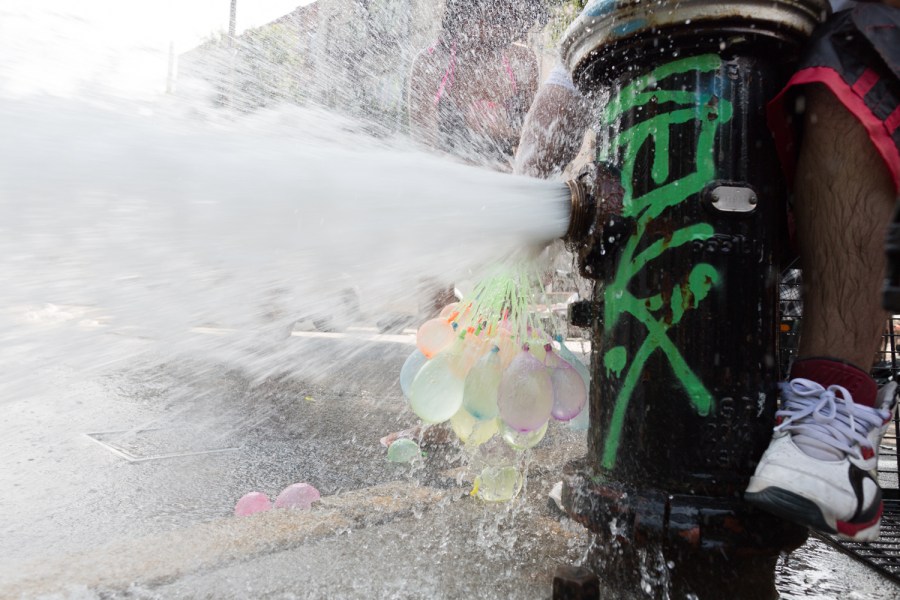 open fire hydrant summer lifestyle city new york brooklyn water baloons